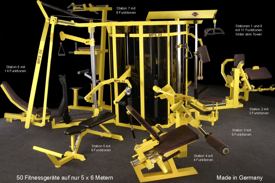 Fitnessturm MPS 35 mit 35 Studiogerten Panoramafoto hier klicken